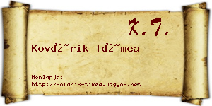 Kovárik Tímea névjegykártya